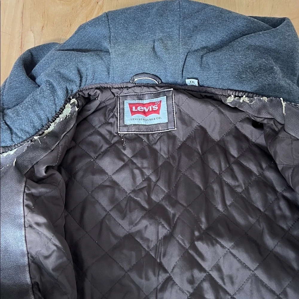 Levi's Brown Bomber Jacket with Gray Hood